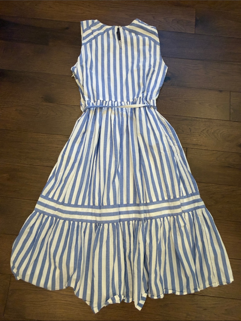 J. Crew Blue and White Striped Sleeveless Dress with Tie Waist Size 4 - C2-037 - Picture 7 of 8